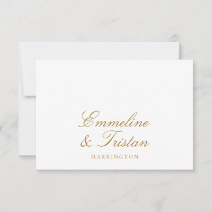 Carte De Correspondance Simple Elegant Couple Names Gold Script Monogramme
