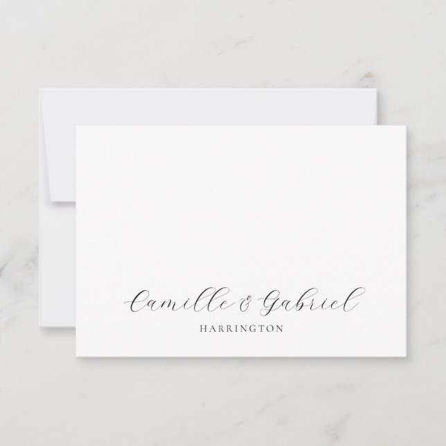 Carte De Correspondance Simple Elegant Couple Names Script Monogramme (Devant)
