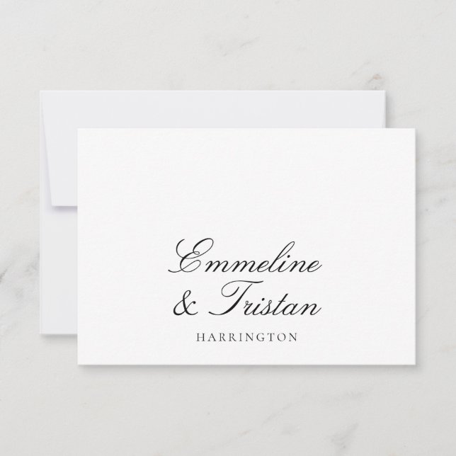 Carte De Correspondance Simple Elegant Couple Names Script Monogramme (Devant)