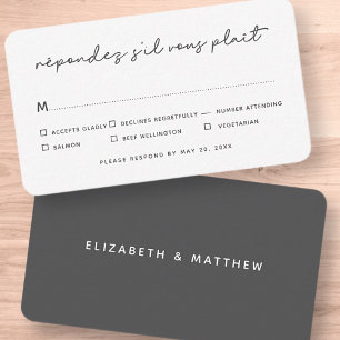 Carte De Correspondance Simple élégant Mariage chic option repas RSVP