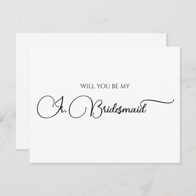 Carte De Correspondance Simple Élégant Script Junior Bridesmaid Propositio (Devant / Derrière)