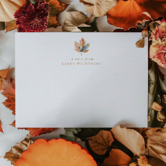 Carte De Correspondance Simple Feuille d'Automne Rustique Personnalisée