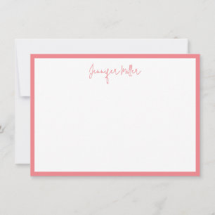 Carte De Correspondance Simple Frame Tall Script Editable Corail Personnal
