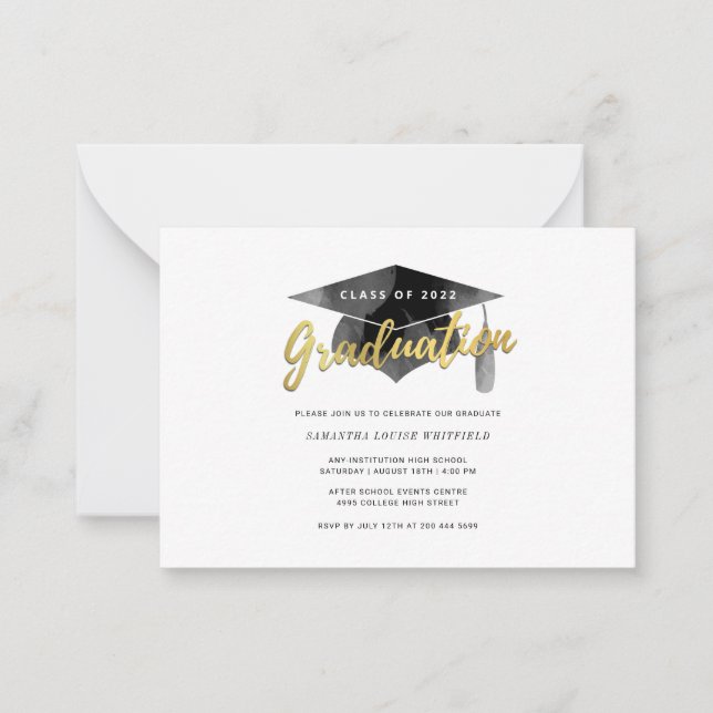 Carte De Correspondance Simple Grad Minimalist Graduation Party (Devant)