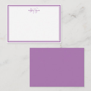 Carte De Correspondance Simple Lavande Minimale Monogramme Deux Bordures