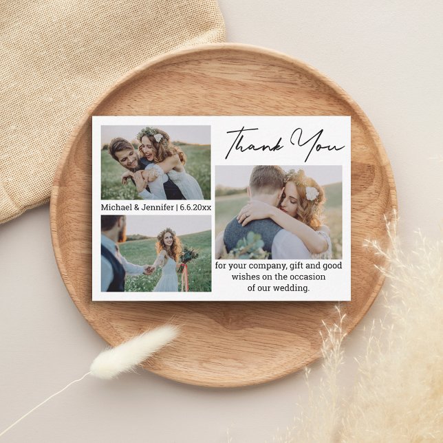 Carte De Correspondance simple merci 3 photos mariage (Créateur téléchargé)
