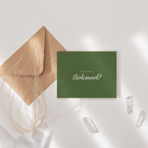 Carte De Correspondance Simple Minimaliste Dark Sage Be My Bridesmaid