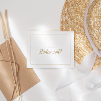 Carte De Correspondance Simple Minimaliste|Gold Frame Be My Bridesmaid