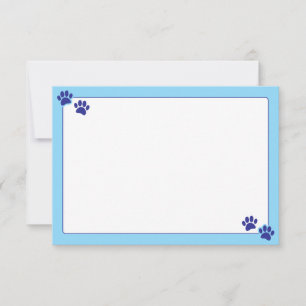Carte De Correspondance Simple Minimaliste Vierge Avec Empreintes De Patte