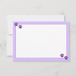 Carte De Correspondance Simple Minimaliste Vierge avec Empreintes de Patte