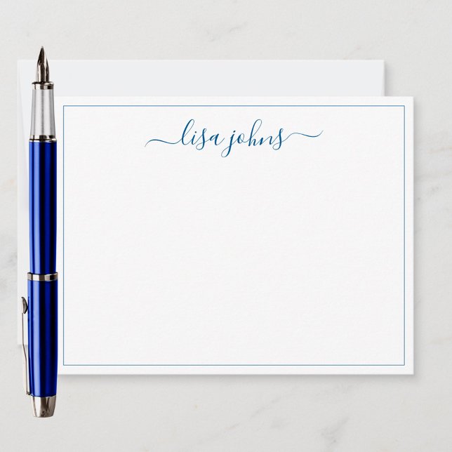 Carte De Correspondance Simple Moderne Bleu Marine Écriture Professionnell (Créateur téléchargé)