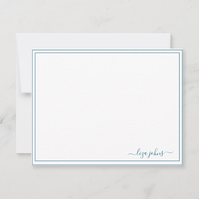 Carte De Correspondance Simple Moderne Bleu Script Professionnel  (Devant)
