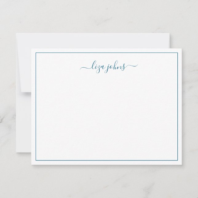 Carte De Correspondance Simple Moderne Bleu Script Professionnel  (Devant)