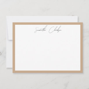 Carte De Correspondance Simple Moderne Boho Tan Bordure manuscrite Script