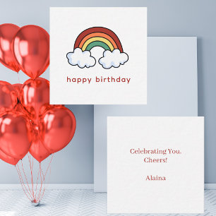 Carte De Correspondance Simple Moderne Coloré Arc-en-ciel Joyeux Anniversa