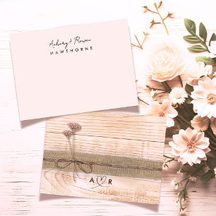 Carte De Correspondance Simple moderne Couple Bois Rustique Blush Fleur sa