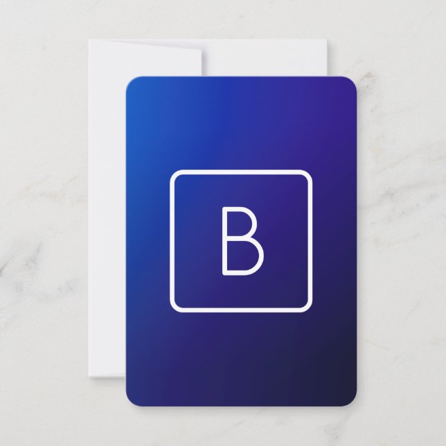 Carte De Correspondance Simple Moderne Dégradé Bleu Foncé & Monogramme (Devant)