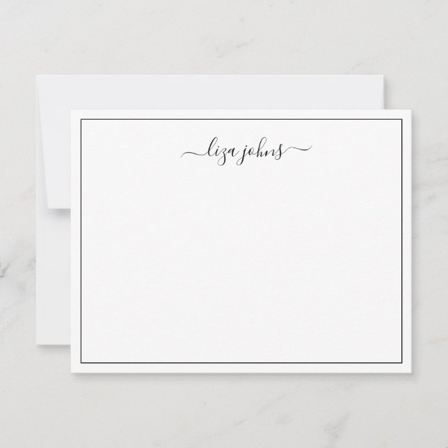 Carte De Correspondance Simple Moderne Écriture Professionnelle Noir (Devant)