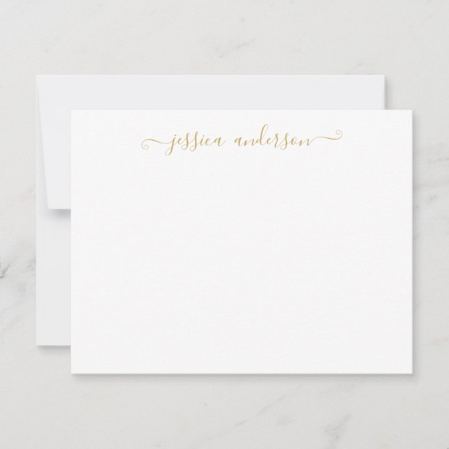 Carte De Correspondance Simple Moderne Girly Classic Élégant Script Or (Devant)