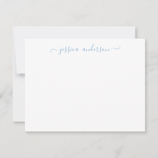 Carte De Correspondance Simple Moderne Girly Classic Poudre Bleu Script (Devant)