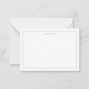 Carte De Correspondance Simple moderne minimaliste Gris deux bordures Mono