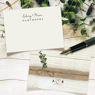 Carte De Correspondance Simple moderne Monogramme Couple Russe Eucalyptus