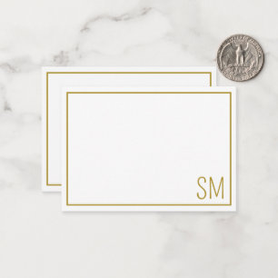 Carte De Correspondance Simple moderne Monogramme Initiales Gold Bordure