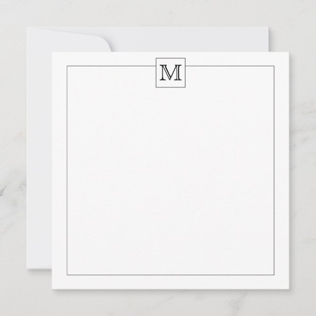Carte De Correspondance Simple moderne noir initial Monogramme bordure Car (Devant)