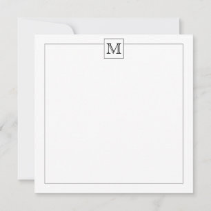 Carte De Correspondance Simple moderne noir initial Monogramme bordure Car