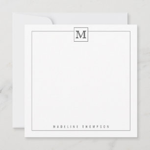 Carte De Correspondance Simple moderne noir initial Monogramme bordure Car
