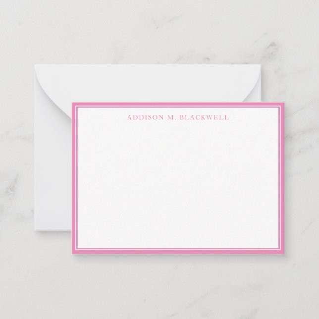 Carte De Correspondance Simple moderne rose blanc (Devant)