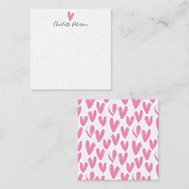 Carte De Correspondance Simple Monogramme Féminin Rose Pâle Aquarelle  (Devant / Derrière)
