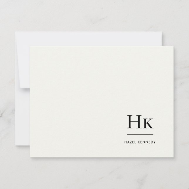 Carte de correspondance simple monogramme ivoire (Devant)