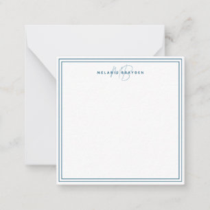 Carte De Correspondance Simple Monogramme Minimaliste Bleu Turquoise Deux 