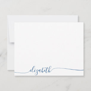 Carte De Correspondance Simple Navy Blue Cursive Script Nom personnalisé