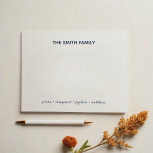 Carte De Correspondance Simple Navy Blue Script Family Stationery