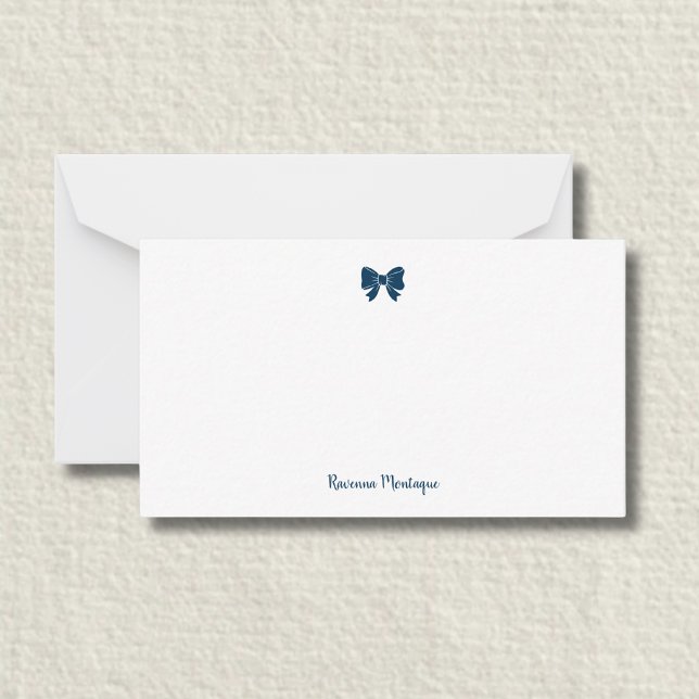 Carte De Correspondance Simple Nœud Bleu de Prusse Nom Manuscrit  (Créateur téléchargé)