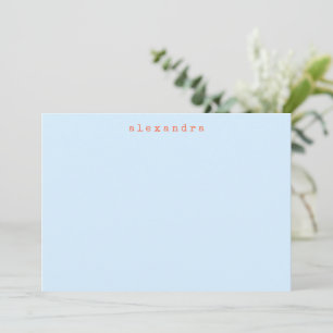 Carte De Correspondance Simple nom de machine à écrire minimaliste bleu or