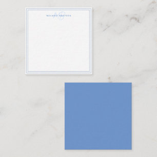 Carte De Correspondance Simple Pastel Bleu Minimaliste Monogramme Deux Fro