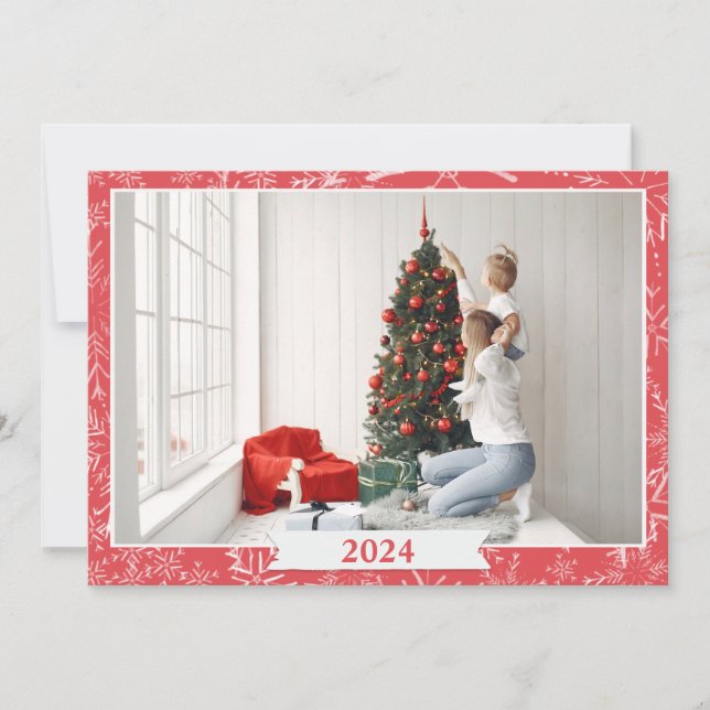 Carte De Correspondance Simple Photo Rouge et Blanc  (Devant)