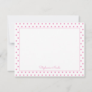 Carte De Correspondance Simple Polka Dot Pink Personnalisé Mince Bordure