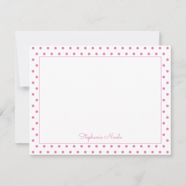 Carte De Correspondance Simple Polka Point Rose Personnalisé Mince Bordure (Devant)