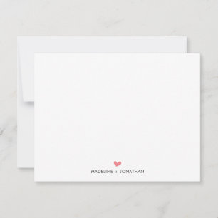 Carte De Correspondance Simple Rose Heart Couple Newlyweds Nom de famille
