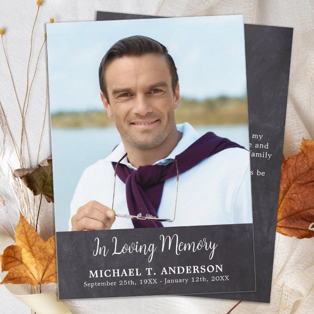 Carte De Correspondance Simple Rustic Memorial Photo Merci funéraire (Créateur téléchargé)