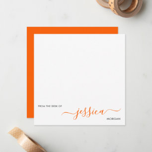 Carte De Correspondance Simple script orange moderne