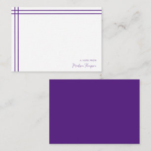 Carte De Correspondance Simple Script Violet 2 côtés double bordure