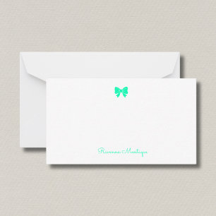 Carte De Correspondance Simple Seafoam Vert Chic Nœud Papillon Nom Manuscr