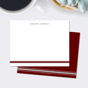Carte De Correspondance Simple Trois Bandes Dard Rouge Gris Papeterie Homm
