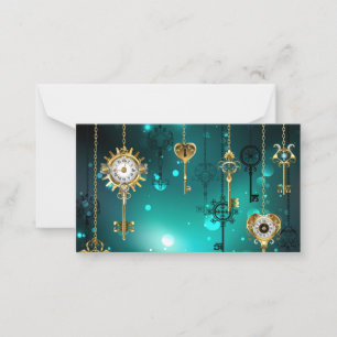 Carte De Correspondance Skeleton Keys on Green Background