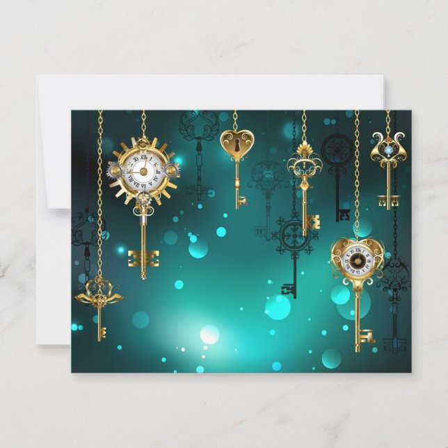 Carte De Correspondance Skeleton Keys on Green Background (Devant)